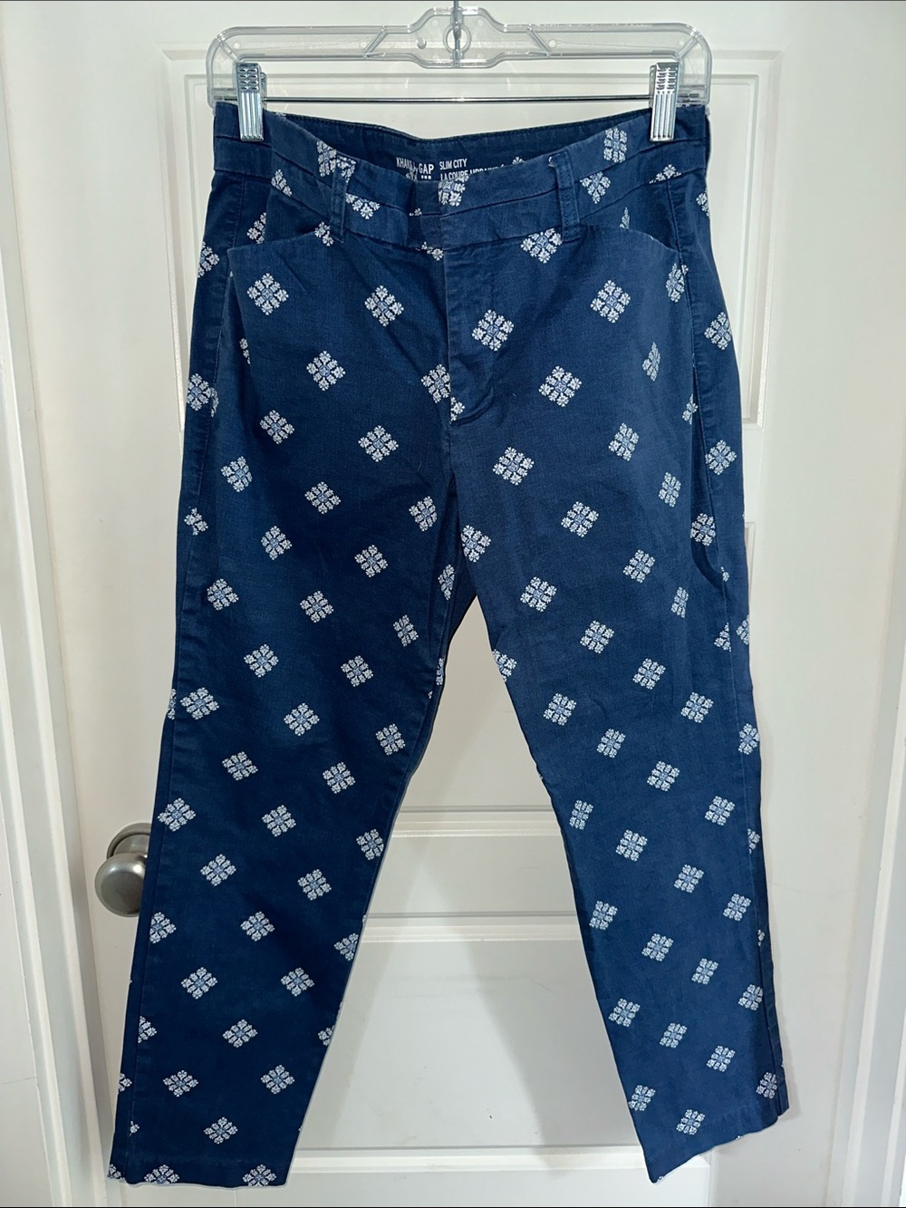 GAP Navy Chinos with White Tile Print